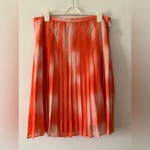 Covington Coral Orange Pleated Skirt Sheer Lined Polyester 14 NWT